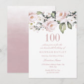 Zoete roze witte rozen Moderne 100e verjaardag Kaart (Voorkant / Achterkant)