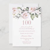Zoete roze witte rozen Moderne 100e verjaardag Kaart (Voorkant)