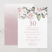 Zoete roze witte rozen Moderne 30e verjaardag Kaart (Voorkant / Achterkant)