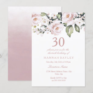 Zoete roze witte rozen Moderne 30e verjaardag Kaart