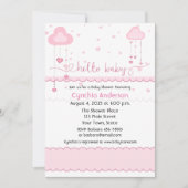 Zoete roze wolken en harten Baby shower Kaart (Voorkant)