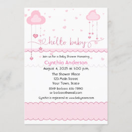 Zoete roze wolken en harten Baby shower Kaart