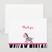 Zoete roze Zebra Dank je wel Bedankkaart (Voorkant / Achterkant)