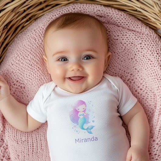 Zoete Roze Zeemeermin Fantasie Illustratie Romper