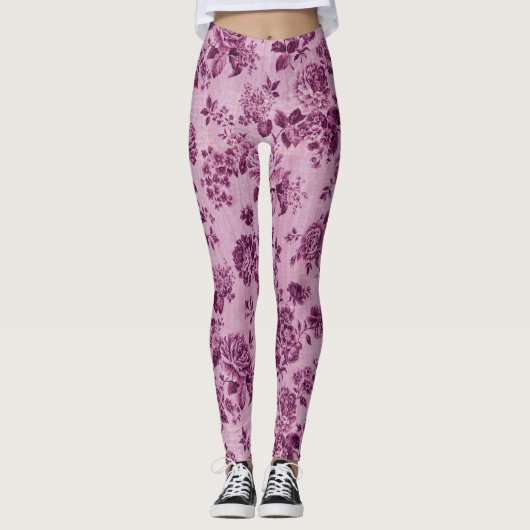 Zoete Rozen in roze Leggings (Voorkant)