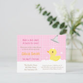 Zoete Rubber Eendje Roze Baby Shower Uitnodigingen (Staand voorkant)