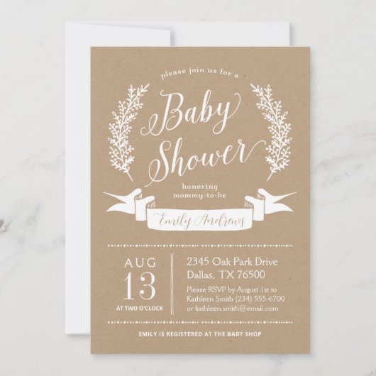 Zoete rustieke Baby shower uitnodiging (Voorkant)