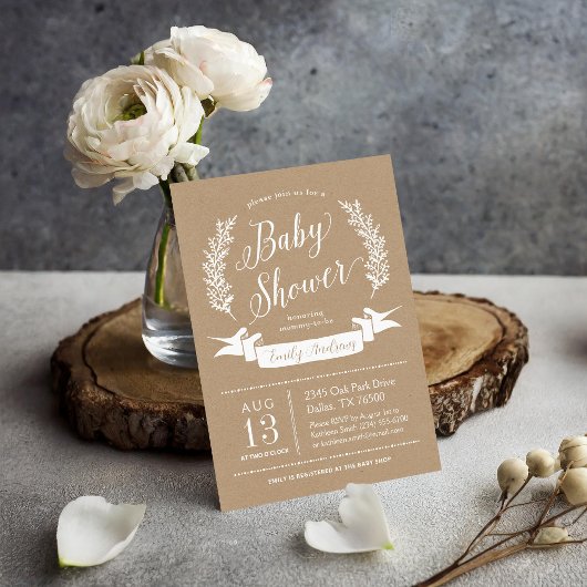 Zoete rustieke Baby shower uitnodiging