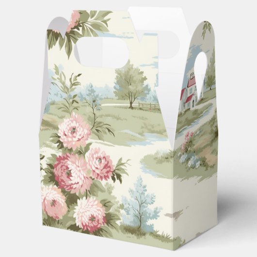 Zoete rustieke landhuis bloemenlandschap bedankdoosjes (Geopend)