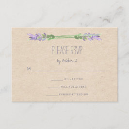 Zoete Rustieke Paarse Lavendel op Kraft Look RSVP Kaartje