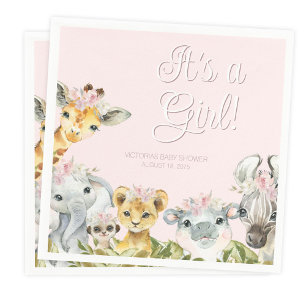 Zoete Safari Dieren Baby Shower Servet