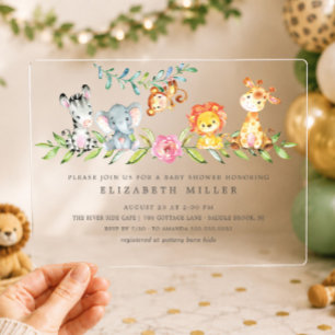 Zoete Safari Dieren Baby Shower Uitnodiging
