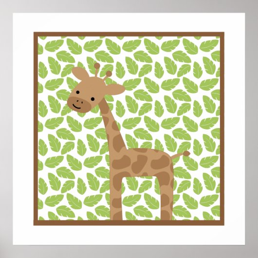 Zoete Safari Kleine Giraffe Kinderkamer Muur Kunst Poster (Voorkant)