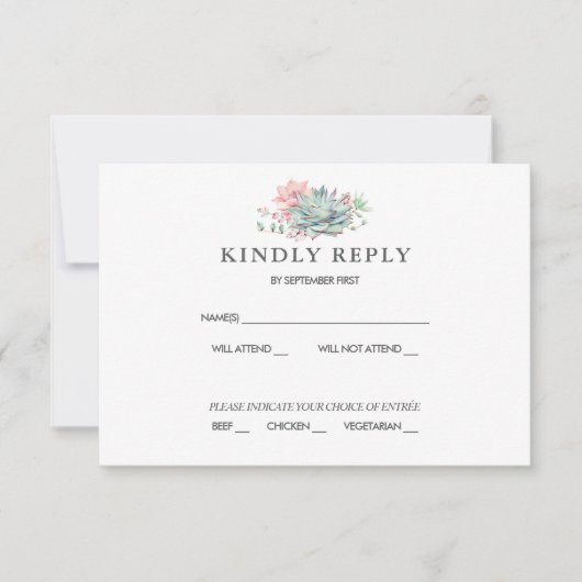 Zoete sappige roze groene trouw-RSVP Kaart (Voorkant)