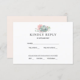 Zoete sappige roze groene trouw-RSVP uitnodiging