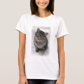 Zoete Schattige kattenborst Neck T-Shirt (Voorkant)