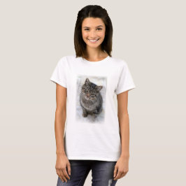 Zoete Schattige kattenborst Neck T-Shirt