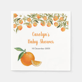 Zoete schattige oranje babyshower servet