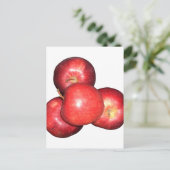 Zoete & scherpe rode appels - biologische fruitpri briefkaart (Staand voorkant)