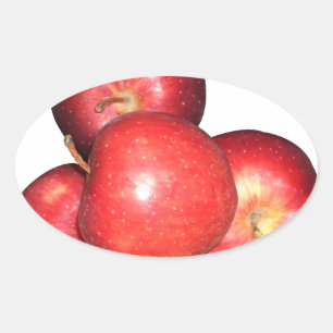 Zoete & scherpe rode appels - biologische fruitpri ovale sticker