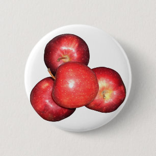 Zoete & scherpe rode appels - biologische fruitpri ronde button 5,7 cm