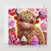 Zoete Schotse Hoogland Koe Valentijnskaart Feestdagenkaart (Voorkant)
