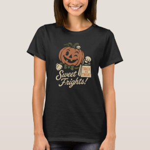 Zoete Schrik Pompoen Shirt, Retro Halloween T-shir T-shirt