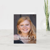Zoete Script Hart Afstudeerfoto Bedankkaart (Voorkant)