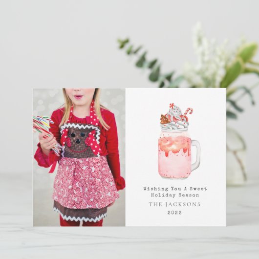 Zoete Seizoen Pepermunt Milkshake Kerstmis Feestdagenkaart (Staand voorkant)