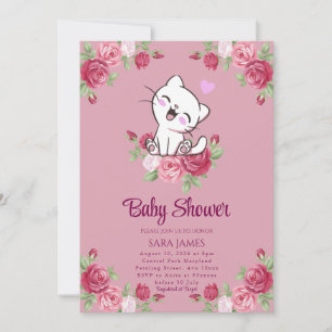 Zoete Sereniteit Kitten Baby Shower Uitnodiging