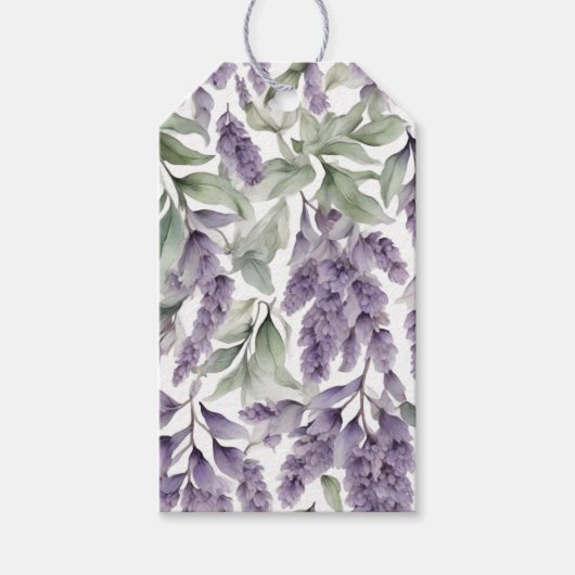 Zoete sering en salie waterverf cadeaulabel (Voorkant)