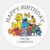 Zoete Sesamstraat Vrienden | Happy Birthday Gift L Ronde Sticker (Voorkant)