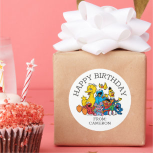 Zoete Sesamstraat Vrienden   Happy Birthday Gift L Ronde Sticker