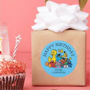 Zoete Sesamstraat Vrienden   Happy Birthday Gift L Ronde Sticker