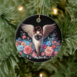 Zoete Siamese Demon en Angel Cat Keramisch Ornament