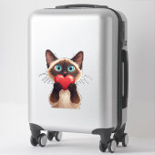 Zoete Siamese Kat Met Hart En Blauwe Ogen 💙 Sticker (Koffer)