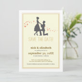 Zoete Silhouette Uitnodiging Save the Date (goud) (Staand voorkant)