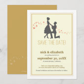 Zoete Silhouette Uitnodiging Save the Date (goud) (Voorkant / Achterkant)