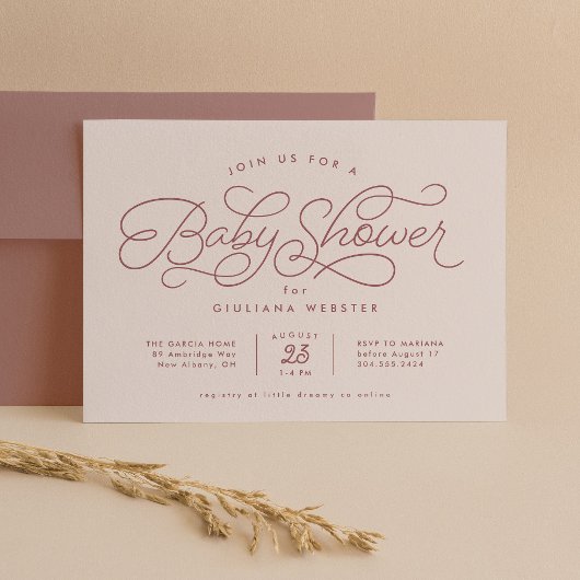 Zoete simpele cute blos roze roos babyshower kaart