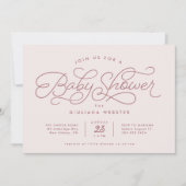 Zoete simpele cute blos roze roos babyshower kaart (Voorkant)