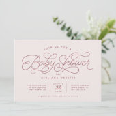 Zoete simpele cute blos roze roos babyshower kaart (Staand voorkant)