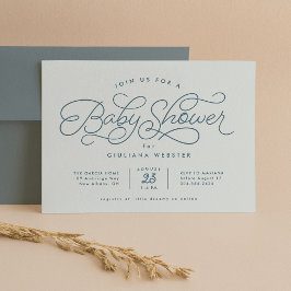 Zoete simpele lief baby shower in het blauw kaart