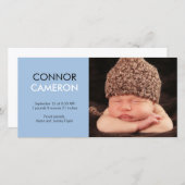 Zoete Simplicity Baby Geboorteaankondiging - Blauw Aankondiging (Voorkant / Achterkant)