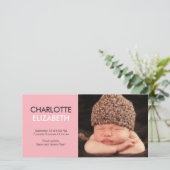 Zoete Simplicity Baby Geboorteaankondiging - Roze Aankondiging (Staand voorkant)