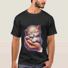 Zoete Slaande Kitten in Handen Vreedzame Kleine Ka T-shirt