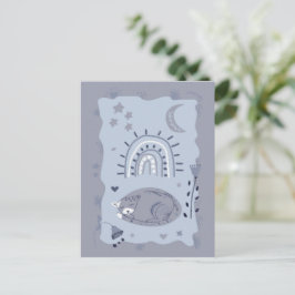 Zoete slapende kat volks kunst - Kunstenaarspostka Briefkaart