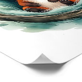 Zoete slapende vos genesteld aquarelillustratie poster (Hoek)