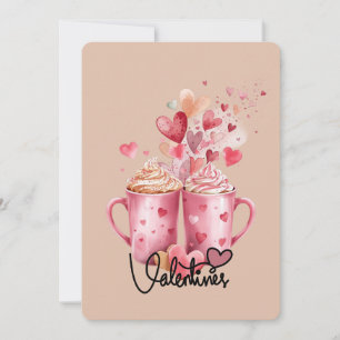 Zoete Slokjes & Hartjes Roze Mokken Valentijnsdag  Feestdagenkaart
