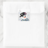 Zoete Sneeuwman Vierkante Sticker (Tas)
