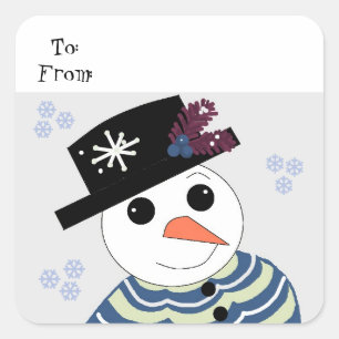 Zoete Sneeuwman Vierkante Sticker